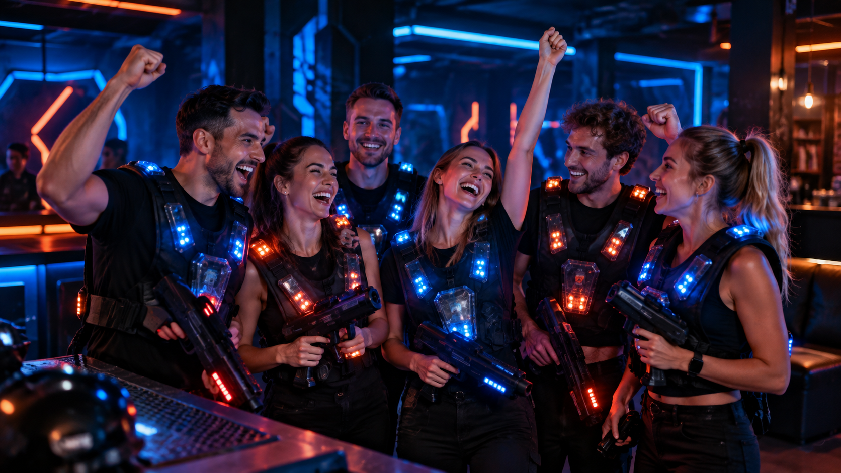 Grupa po rozgrywce laser tag w VOLTARENA